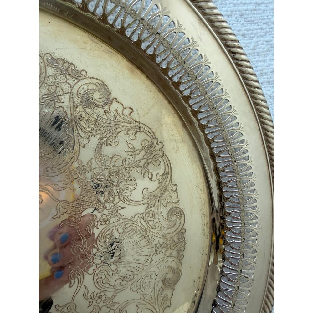Vintage, Rogers 170, 12" Round Silver Tray - Picture 8 of 10